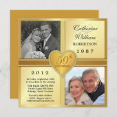 50周年記念スパークルハート写真招待状 招待状 (正面/裏面)