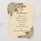 50周年記念セピア図解入りの、写真付きのバラ 招待状 (正面/裏面)