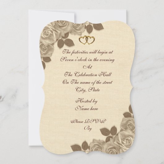 50周年記念セピア図解入りの、写真付きのバラ 招待状 (裏面)