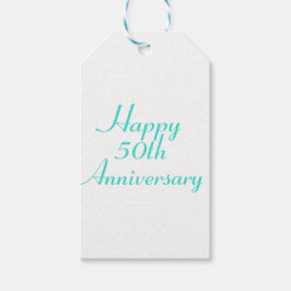 50周年記念ターコイズ文字ギフトラベルテンプレート ギフトタグ