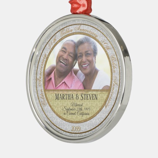 50周年記念ダマスクの名前の写真 メタルオーナメント (左)