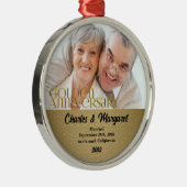 50周年記念ダマスク写真クリスマス メタルオーナメント (右)