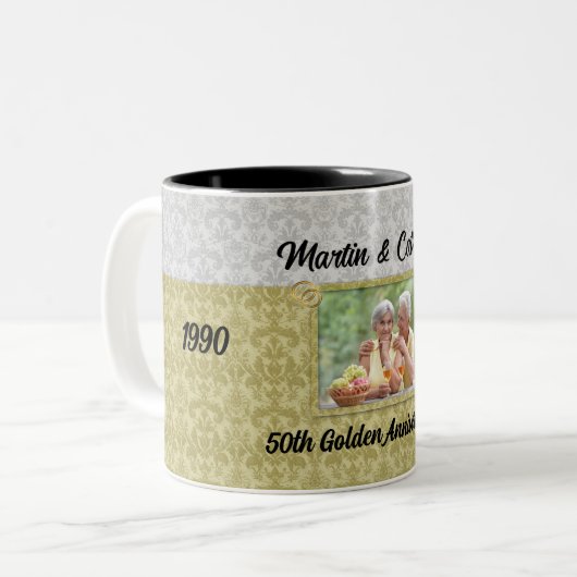 50周年記念ダマスク写真年 ツートーンマグカップ (正面左)