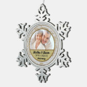 50周年記念ダマスク写真 スノーフレークピューターオーナメント (右)