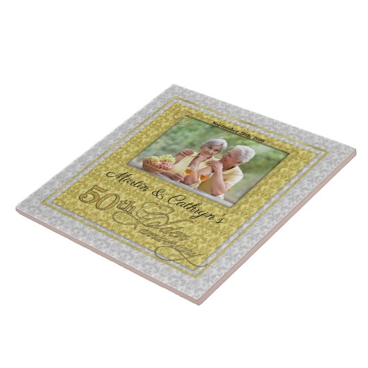 50周年記念ダマスク写真 タイル (側面)