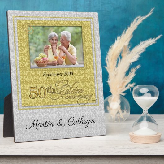 50周年記念ダマスク写真 フォトプラーク (側面)