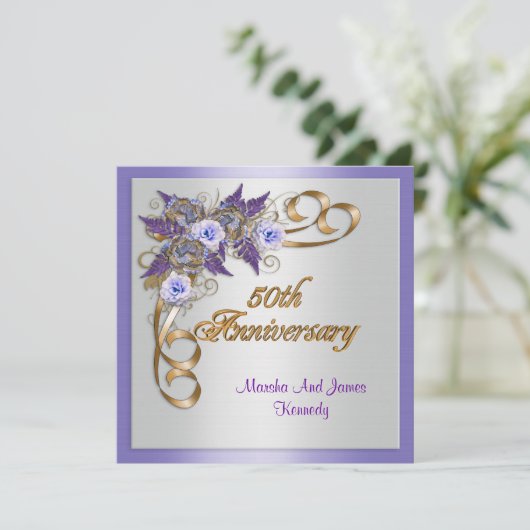 50周年記念ディナー招待エレガントフローラ 招待状 (スタンド正面)