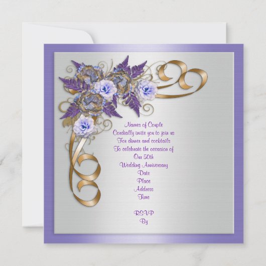 50周年記念ディナー招待エレガントフローラ 招待状 (裏面)