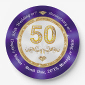 50周年記念デザートプレートまたはディナー9インチ ペーパープレート (正面)