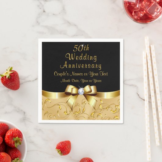 50周年記念ナプキンパーソナライズされた、3サイズ スタンダードカクテルナプキン (インサイチュ)