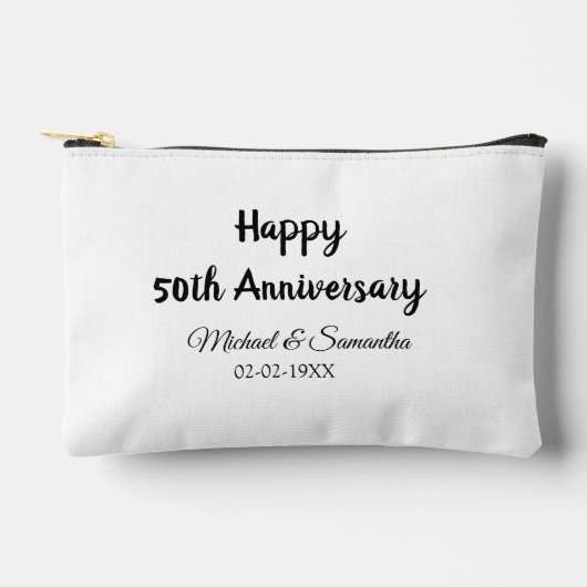 50周年記念ハッピーカップル名を追加する日付weddin アクセサリーポーチ (正面)