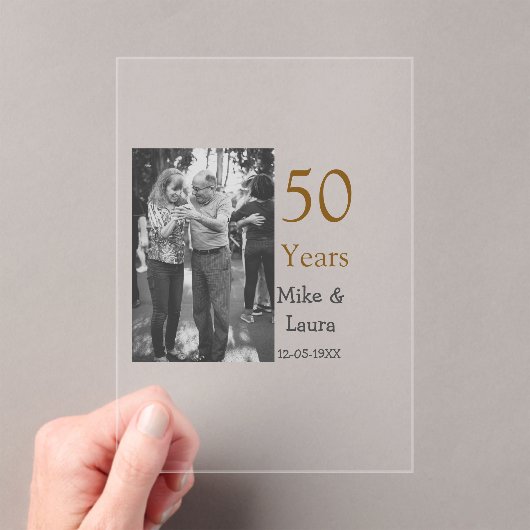 50周年記念ハッピーカップル名を追加する日付weddin アクリル招待状 (インサイチュ (ポータブル))