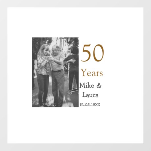 50周年記念ハッピーカップル名を追加する日付weddin ウィンドウサイン (シート)
