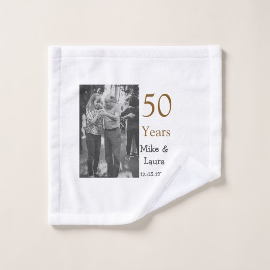 50周年記念ハッピーカップル名を追加する日付weddin ウォッシュタオル (ウォッシュタオル)