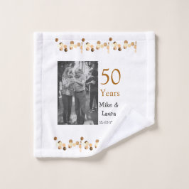 50周年記念ハッピーカップル名を追加する日付weddin ウォッシュタオル