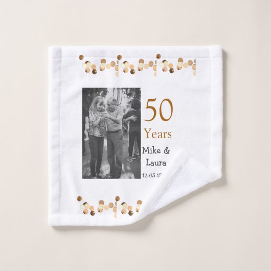 50周年記念ハッピーカップル名を追加する日付weddin ウォッシュタオル (ウォッシュタオル)
