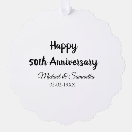 50周年記念ハッピーカップル名を追加する日付weddin オーナメントカード (正面)