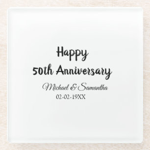 50周年記念ハッピーカップル名を追加する日付weddin ガラスコースター