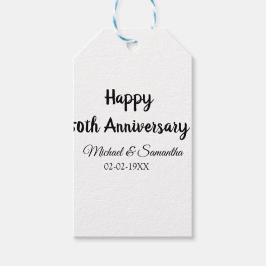 50周年記念ハッピーカップル名を追加する日付weddin ギフトタグ (正面)