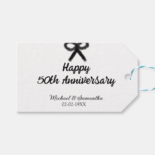 50周年記念ハッピーカップル名を追加する日付weddin ギフトタグ (正面(横))