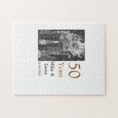 50周年記念ハッピーカップル名を追加する日付weddin ジグソーパズル (横)