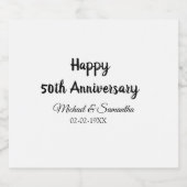 50周年記念ハッピーカップル名を追加する日付weddin スパークリングワインラベル (シングルラベル)