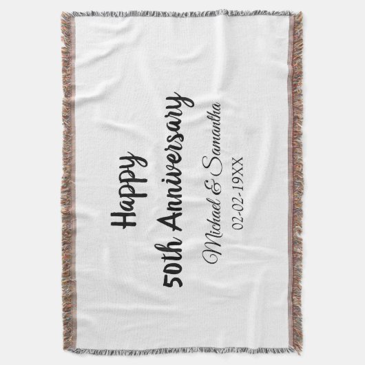 50周年記念ハッピーカップル名を追加する日付weddin スローブランケット (正面縦)