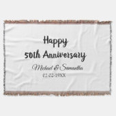 50周年記念ハッピーカップル名を追加する日付weddin スローブランケット (正面)