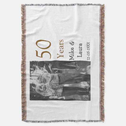 50周年記念ハッピーカップル名を追加する日付weddin スローブランケット (正面縦)