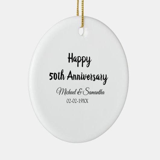 50周年記念ハッピーカップル名を追加する日付weddin セラミックオーナメント (右)