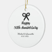 50周年記念ハッピーカップル名を追加する日付weddin セラミックオーナメント (左)