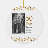 50周年記念ハッピーカップル名を追加する日付weddin セラミックオーナメント (裏面)