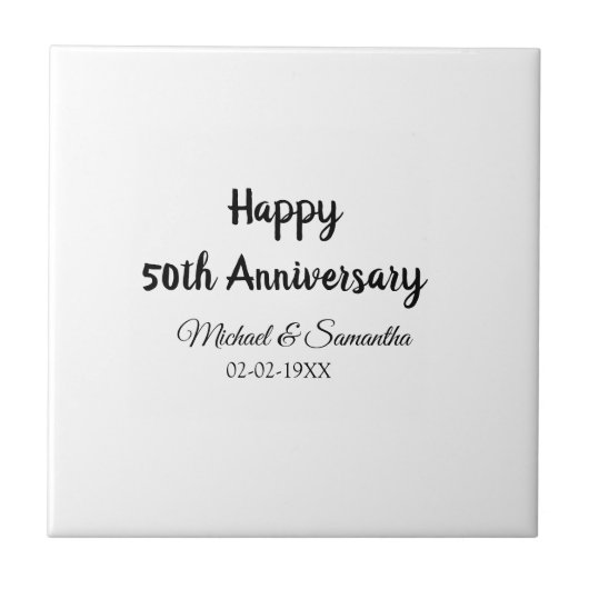 50周年記念ハッピーカップル名を追加する日付weddin タイル (正面)