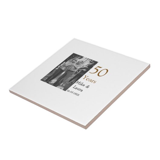 50周年記念ハッピーカップル名を追加する日付weddin タイル (側面)