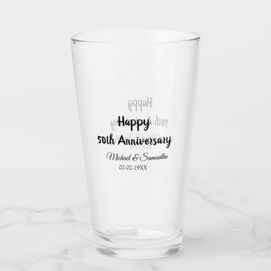 50周年記念ハッピーカップル名を追加する日付weddin タンブラーグラス (正面)