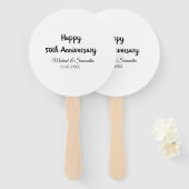 50周年記念ハッピーカップル名を追加する日付weddin ハンドファン (正面&裏面)