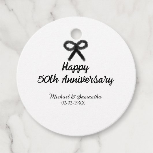 50周年記念ハッピーカップル名を追加する日付weddin フェイバータグ (正面)
