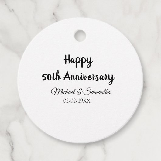 50周年記念ハッピーカップル名を追加する日付weddin フェイバータグ (正面)