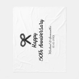 50周年記念ハッピーカップル名を追加する日付weddin フリースブランケット