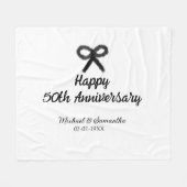 50周年記念ハッピーカップル名を追加する日付weddin フリースブランケット (正面(横))