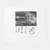 50周年記念ハッピーカップル名を追加する日付weddin フリースブランケット (正面(横))