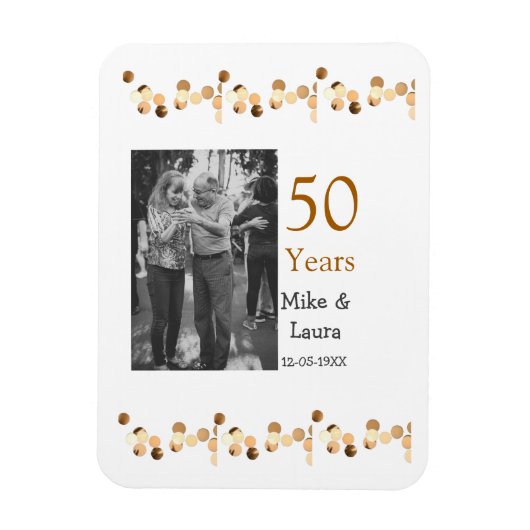50周年記念ハッピーカップル名を追加する日付weddin マグネット (縦)