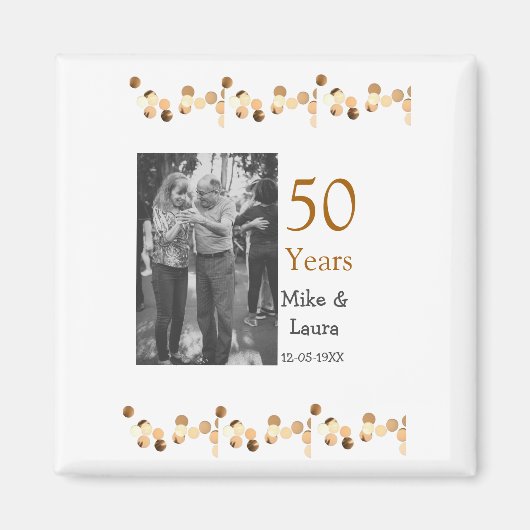 50周年記念ハッピーカップル名を追加する日付weddin マグネット (正面)