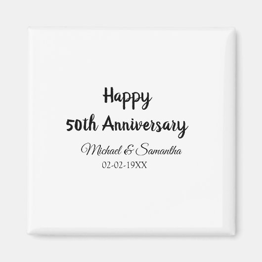 50周年記念ハッピーカップル名を追加する日付weddin マグネット (正面)
