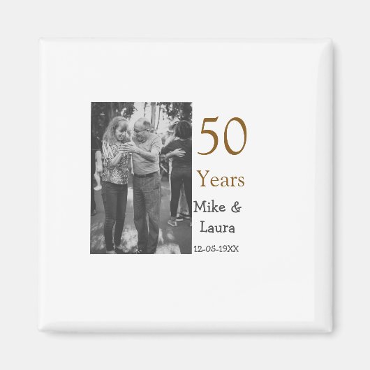 50周年記念ハッピーカップル名を追加する日付weddin マグネット (正面)
