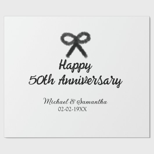 50周年記念ハッピーカップル名を追加する日付weddin ラッピングペーパー (フラット)