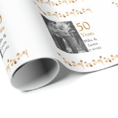 50周年記念ハッピーカップル名を追加する日付weddin ラッピングペーパー (ロールコーナー)