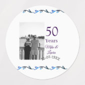 50周年記念ハッピーカップル名を追加する日付weddin ラベル (デザイン2)