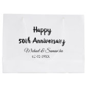 50周年記念ハッピーカップル名を追加する日付weddin ラージペーパーバッグ (裏面)