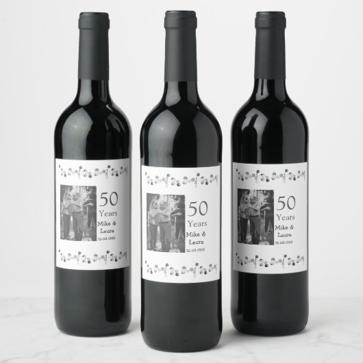 50周年記念ハッピーカップル名を追加する日付weddin ワインラベル (ボトル)
